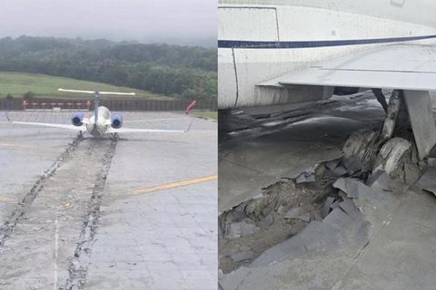 Momente de panică pe pista unui aeroport din SUA! O aeronavă cu pasageri a derapat în timpul aterizării din cauza condițiilor meteo nefavorabile